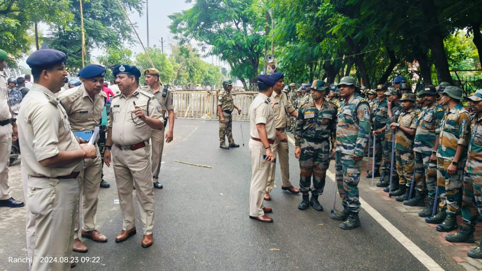 रांची में भाजपा की युवा आक्रोश रैली के मद्देनजर सुरक्षा के कड़े इंतजाम