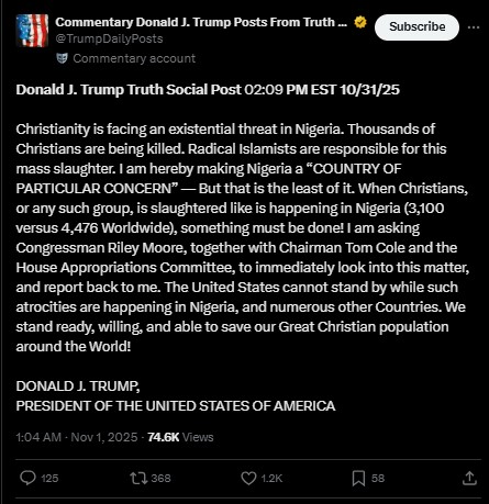 नाइजीरिया में खतरे में है ईसाई धर्म- ट्रंप का बड़ा दावा, विशेष निगरानी का आदेश